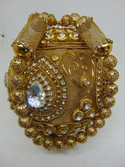 Rhinestone Metal mesh Round Potli Bag for women