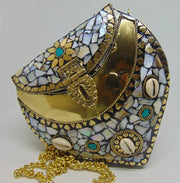 Heart Shape Pearl Mosaic Clutch Bag