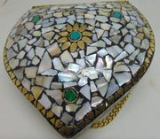 Heart Shape Pearl Mosaic Clutch Bag
