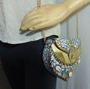 Heart Shape Pearl Mosaic Clutch Bag