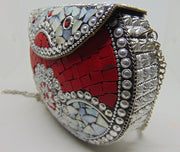 Metal Mosaic Stone Purse Shell Bag