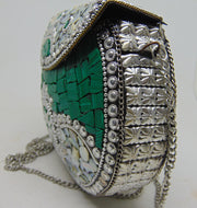 Metal Mosaic Stone Purse Shell Bag