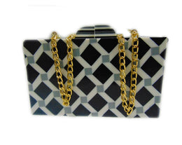 GEOMETRICAL DESIGN RESIN CLUTCH BOX PURSE BAGS