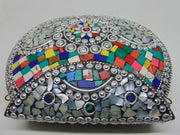Metal Mosaic Stone Purse Shell Bag