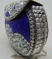 Metal Mosaic Stone Purse Shell Bag