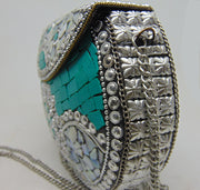 Metal Mosaic Stone Purse Shell Bag