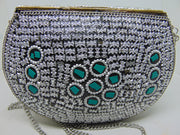 Metal Mosaic Stone Purse Shell Bag