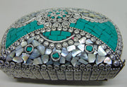 Metal Mosaic Stone Purse Shell Bag
