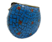 FIROZA MOSAIC WORK PURSE METAL CLUTCH INDIAN HANDMADE