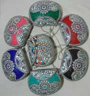 Metal Mosaic Stone Purse Shell Bag