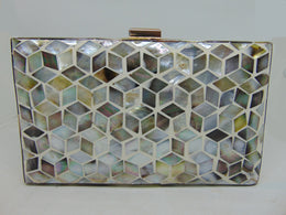 Quadrangle shape mop inlay Metal Purse Clutch