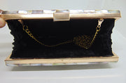 Quadrangle shape mop inlay Metal Purse Clutch
