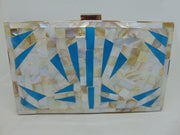 Mop Filled Metal Resin Box Clutch Bag