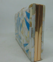 Mop Filled Metal Resin Box Clutch Bag