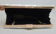 Mop Filled Metal Resin Box Clutch Bag