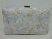 Triangle shape mop inlay Metal Purse Clutch