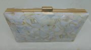 Triangle shape mop inlay Metal Purse Clutch