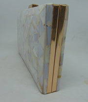 Triangle shape mop inlay Metal Purse Clutch