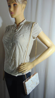 Triangle shape mop inlay Metal Purse Clutch