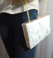Triangle shape mop inlay Metal Purse Clutch