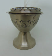 Tall incense Charcoal incense burner in silver-plated steel