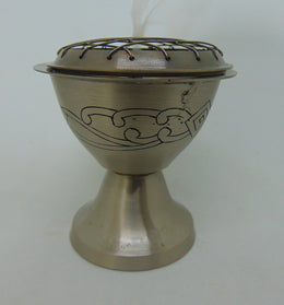 Tall incense Charcoal incense burner in silver-plated steel