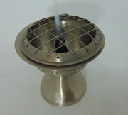 Tall incense Charcoal incense burner in silver-plated steel