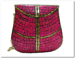 I PHONE MOSAIC WOMENS CHAIN ETHNIC BAG CLUTCH BOX METAL PURSE EVENING