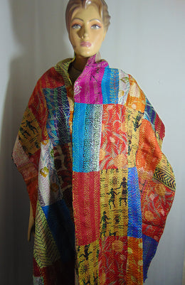 Assorted Patch Long Silk kantha work reversible Scarves