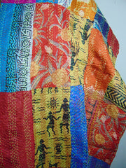 Assorted Patch Long Silk kantha work reversible Scarves