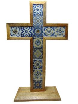 Enamel work Wood Christians  Decorative Tabletop Cross
