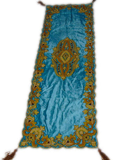 Blue Chenelle cashmere Embroidery Table Runner(50x100cm)