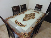 Coke Brown Velvet Net Dining Table Cover(110Wx220Lcm)