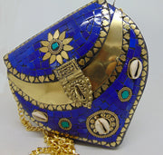 Blue Heart Shape Mosaic Clutch Bag