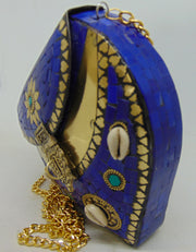 Blue Heart Shape Mosaic Clutch Bag