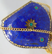 Blue Heart Shape Mosaic Clutch Bag