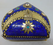 Blue Heart Shape Mosaic Clutch Bag