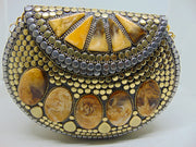 Jewel gold Resin Stone Shape Metal Clutch Bags