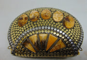 Jewel gold Resin Stone Shape Metal Clutch Bags