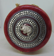 Red Resin Acrylic Round Box Clutch & Purse