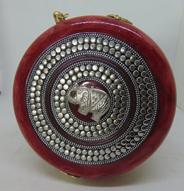 Red Resin Acrylic Round Box Clutch & Purse