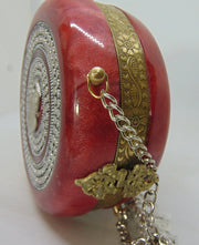 Red Resin Acrylic Round Box Clutch & Purse
