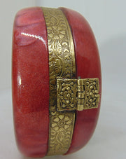 Red Resin Acrylic Round Box Clutch & Purse