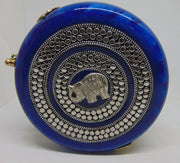 Blue Resin Acrylic Round Box Clutch & Purse