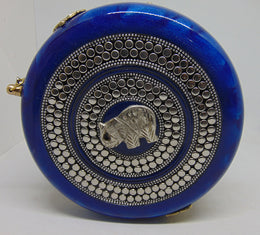Blue Resin Acrylic Round Box Clutch & Purse