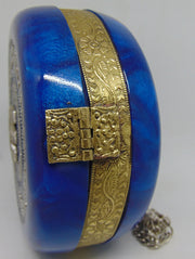 Blue Resin Acrylic Round Box Clutch & Purse