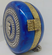 Blue Resin Acrylic Round Box Clutch & Purse