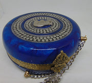 Blue Resin Acrylic Round Box Clutch & Purse