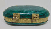 Women's Green Resin Acrylic Round Box Clutch & Purse