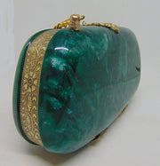 Women's Green Resin Acrylic Round Box Clutch & Purse